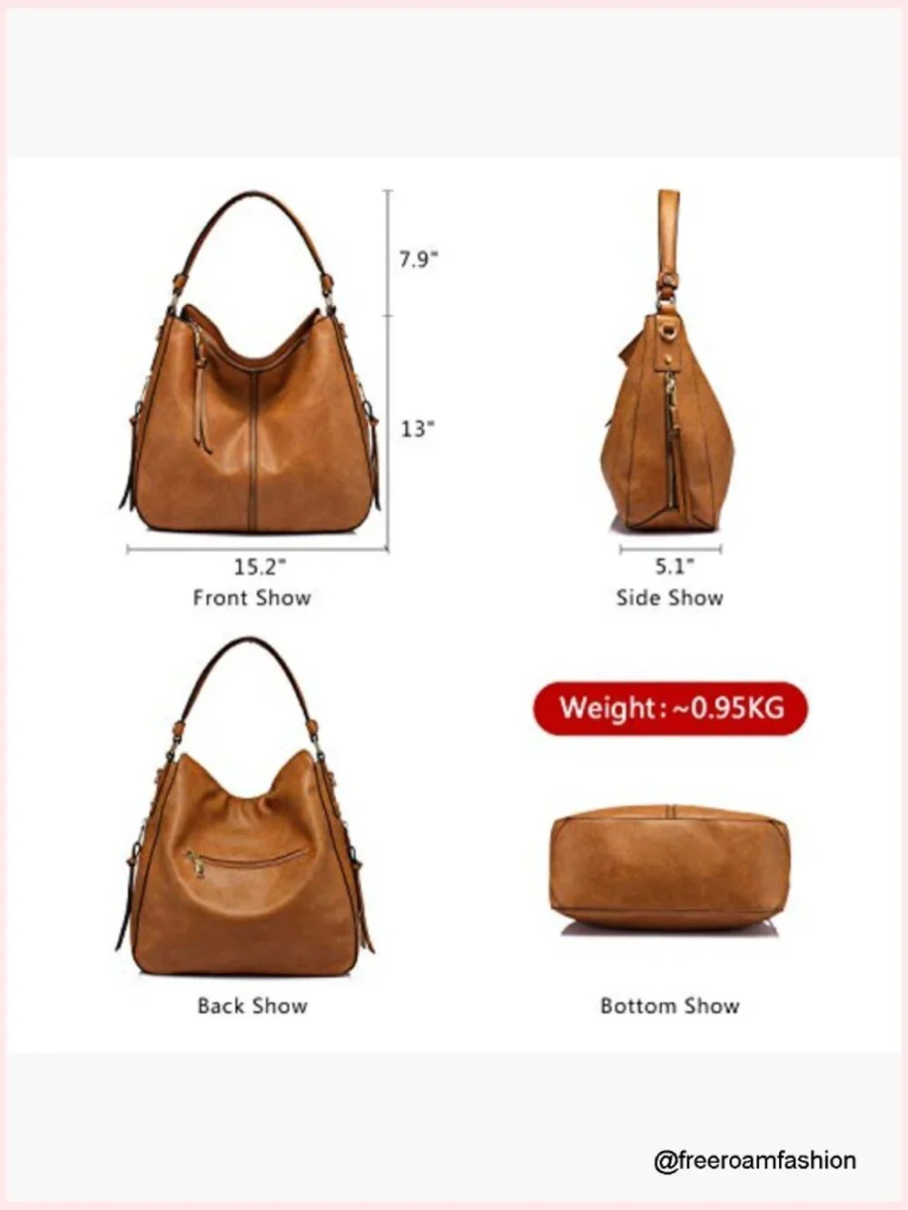 Vintage Hobo Crossbody Bag Faux Leather Large Shoulder Tote Purse